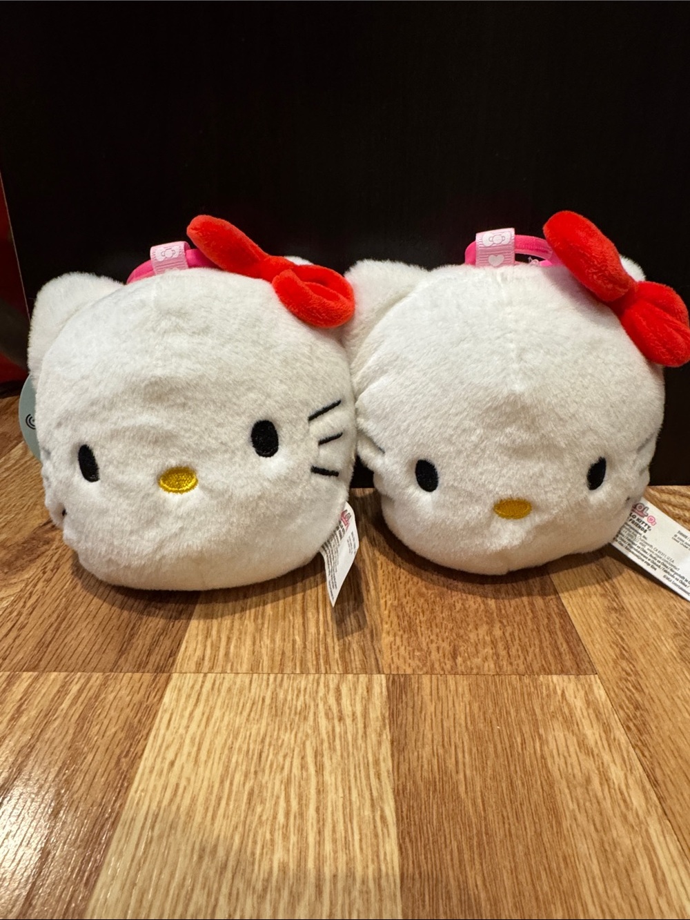 Hello Kitty Plush Head Duo with Red Bows and Pink Straps Reversible Plush!